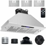 WACTO 36 Inch Stainless Steel Built-in Kitchen Vent with 900CFM 4-Speed, Touch & Remote Control LED Lights Baffle Filters, Ducted/Ductless Convertible, ETL Listed - Range Hood