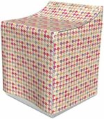 Ambesonne Houndstooth Cover for Washer and Dryer, Diagonal Arranged Repetitive Abstract Geometric Little Colorful Forms, Easy Use Bathroom Laundry Decor Accent, 29" x 28" x 40", Champagne Multicolor